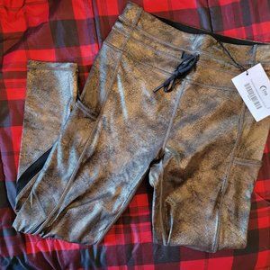 Zyia Distressed copper luxe drawstring leggings